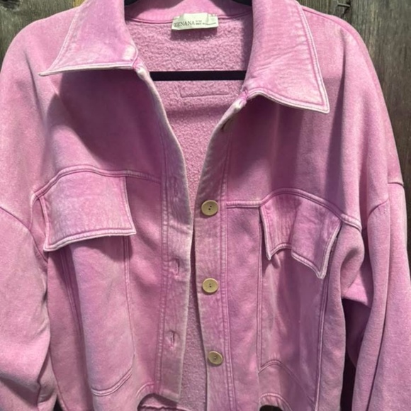 Mineral Wash Pink Shacket - Picture 2 of 2